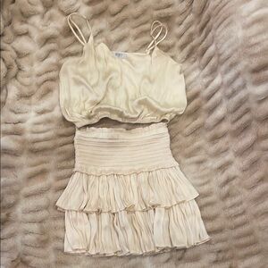 Beige Two-Piece Ruffle Skirt Set - Brand: RESET?